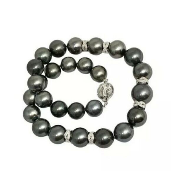 Diamond Tahitian Pearl 14k Gold Necklace 16 mm 16.5" Certified $29,750 914434 - Picture 10 of 11